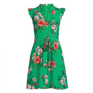 VINCE CAMUTO coquette vibrant, girly, cottagecore Floral Ruffle Mini wrap dress
